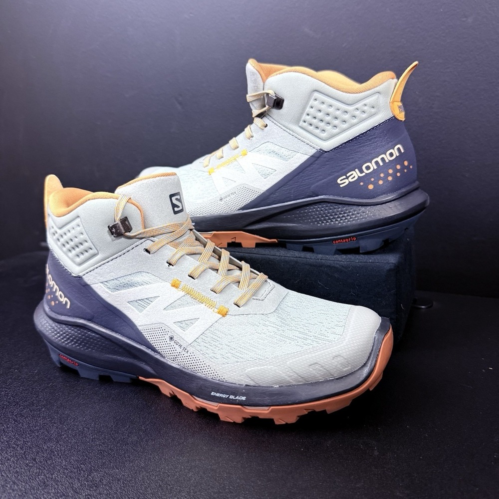 Salomon Hiking Boots Women's 7 Out Pulse Mid GTX Wrought Iron Ebony Orange Shoe - Picture 2 of 11